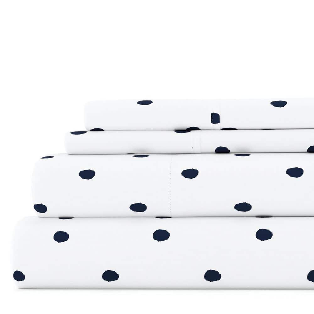 IEnjoy Home Polka Dots Navy & White Pattern Sheet Set