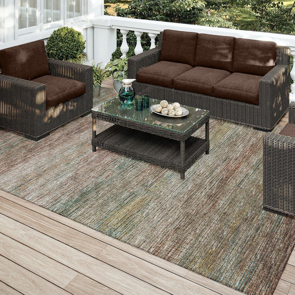 Addison Rugs Indoor/ Outdoor Marston Dynamic Transitional Striped Washable Area Rug 3' x 5' - Multi