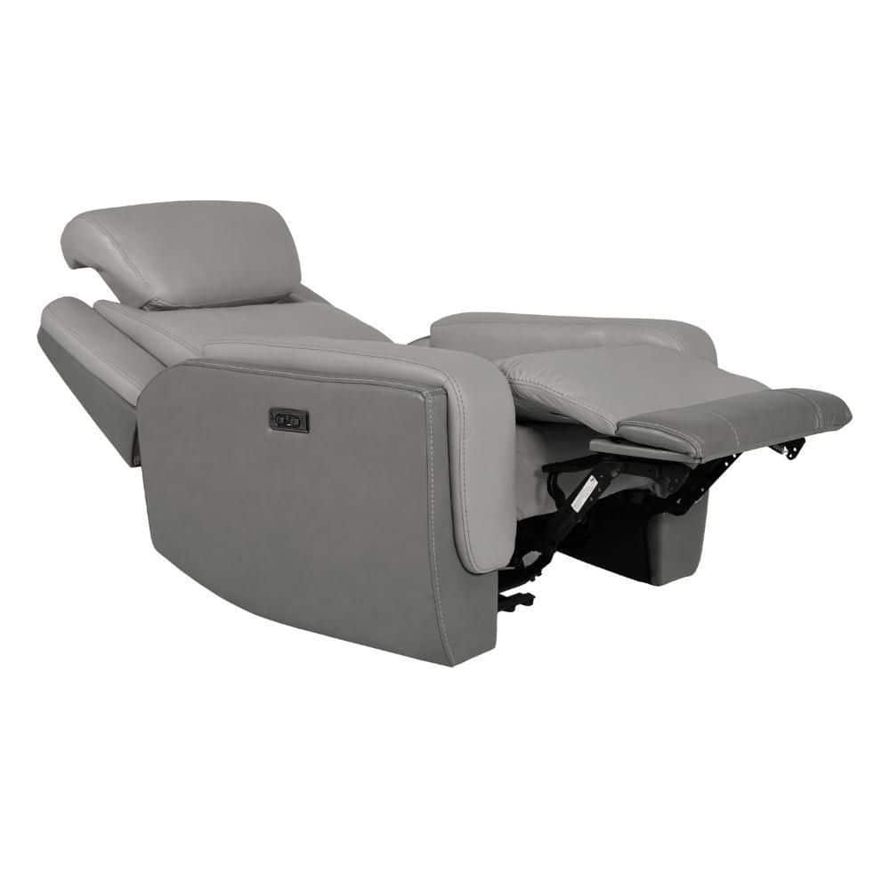 Ebern Designs Juna Zero Gravity Power Recliner Chair With Headrest, Gray Genuine Leather