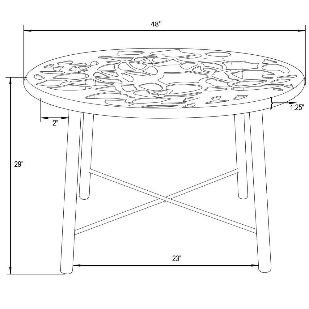 LeisureMod Devon Mid-Century Modern 7-Piece Aluminum Outdoor Patio Dining Set with Tempered Glass Top Table and 6 Stackable Flower Design Chairs for Patio, Balcony, and Backyard Garden (Black)