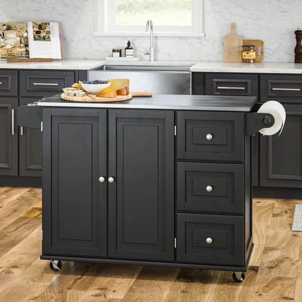 Homestyles Dolly Madison Wood Kitchen Cart in Black