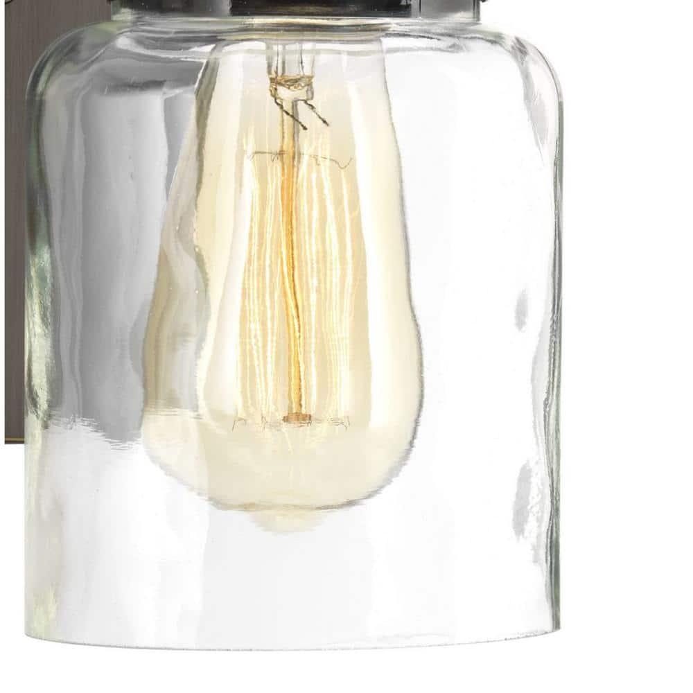 Progress Lighting Calhoun 3-Light Bath Vanity, Steel, Antique Bronze, Clear Glass Shade
