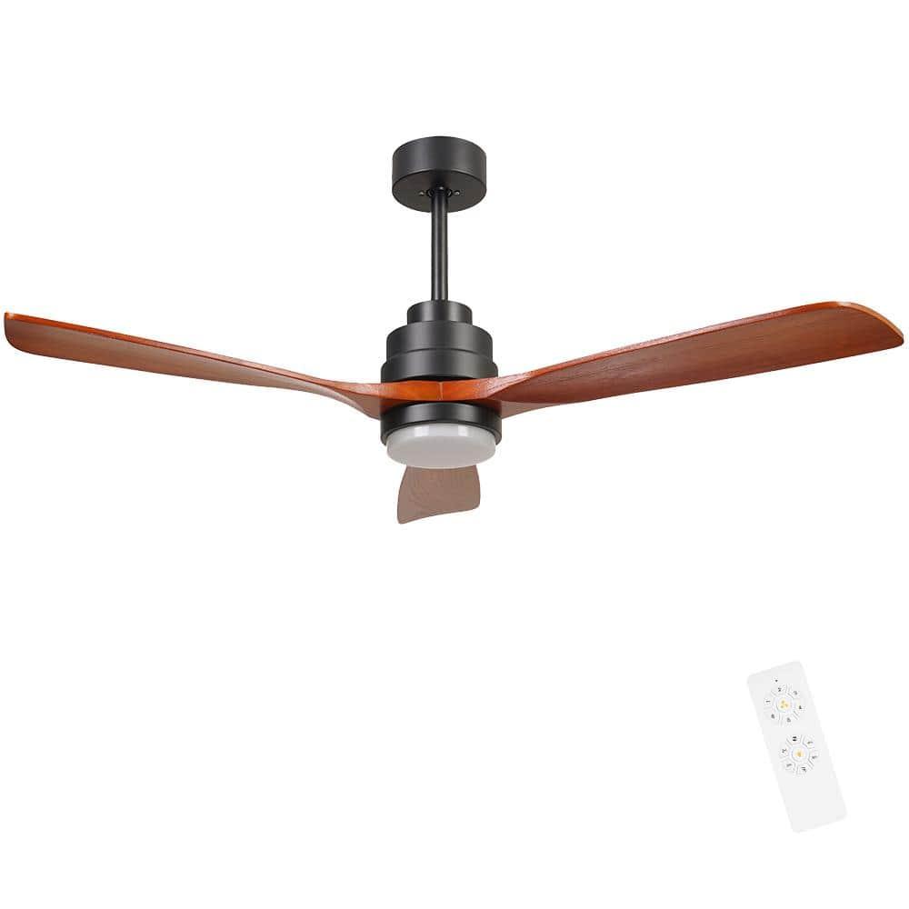 Auravista 52 In. Indoor Medium Red Oak Ceiling Fan With LED Light Bulbs And Remote Control
