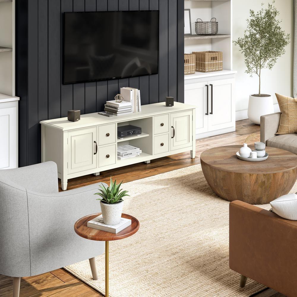 Simpli Home Connaught 72"W Solid Wood Traditional TV Stand for TVs up to 80" with 4 Drawers and 2 Cabinets