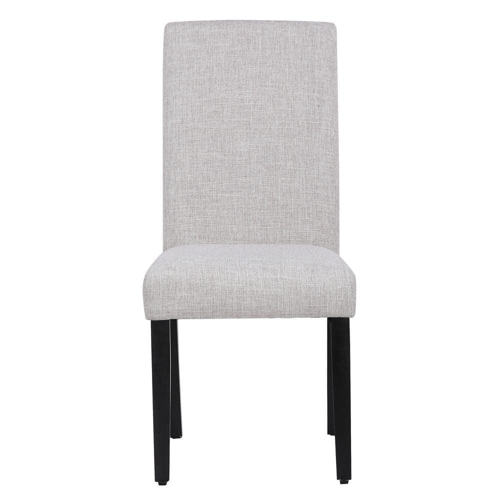 Polytrends Grandview Upholstered Linen Fabric Dining Chair (Set of 2) Light Gray Modern & Contemporary, Traditional
