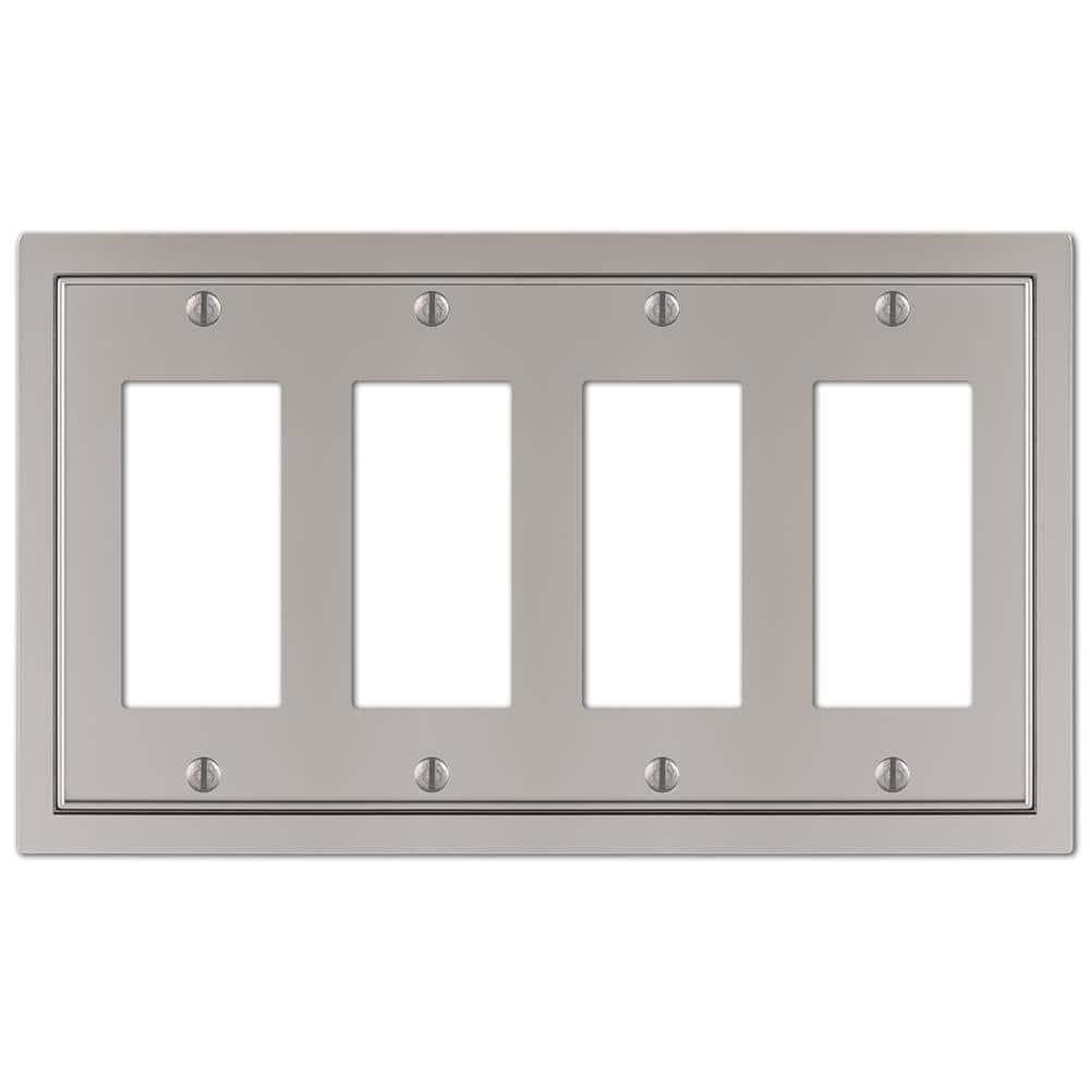 Amerelle 900R4N Shaker Wallplate, 4 Rocker, Cast Metal, Satin Nickel, 1-Pack