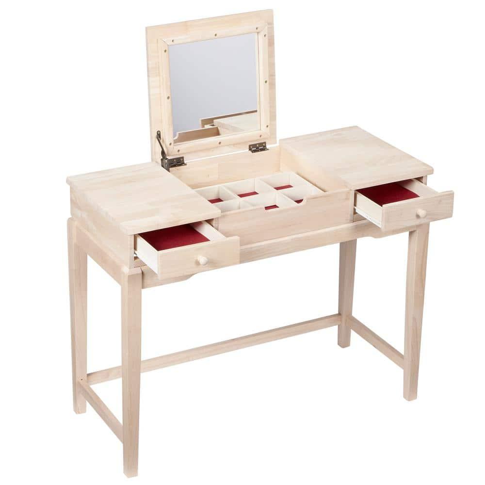 Alexandria Vanity Table with Vanity Bench Unfinished - International Concepts