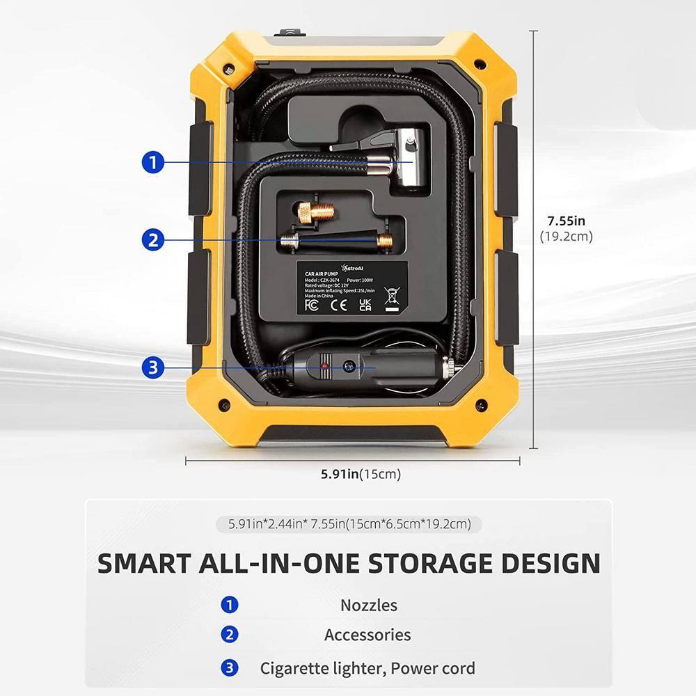 Tire Inflator 100 PSI, Car Tire Air Pump, Portable Air Compressor for Tires, Yellow, for Gift