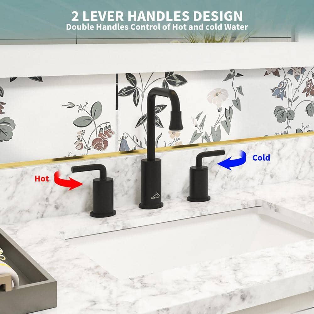 CASAINC KCLT0036MB Willow 2-handle Black Bathroom Sink Faucet with LED Temperature Color
