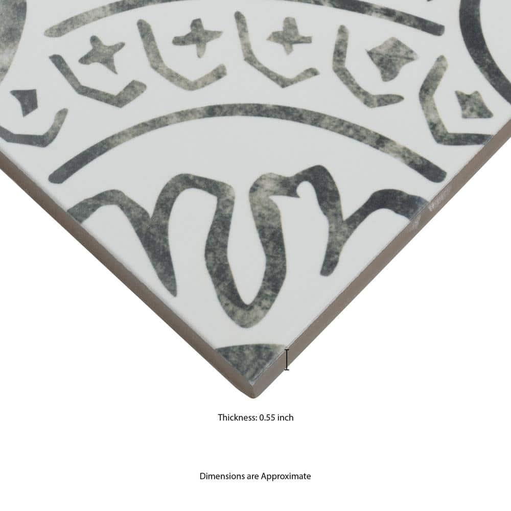 Amara 8" x 8" Encaustic Look Matte Porcelain Floor & Wall Tile