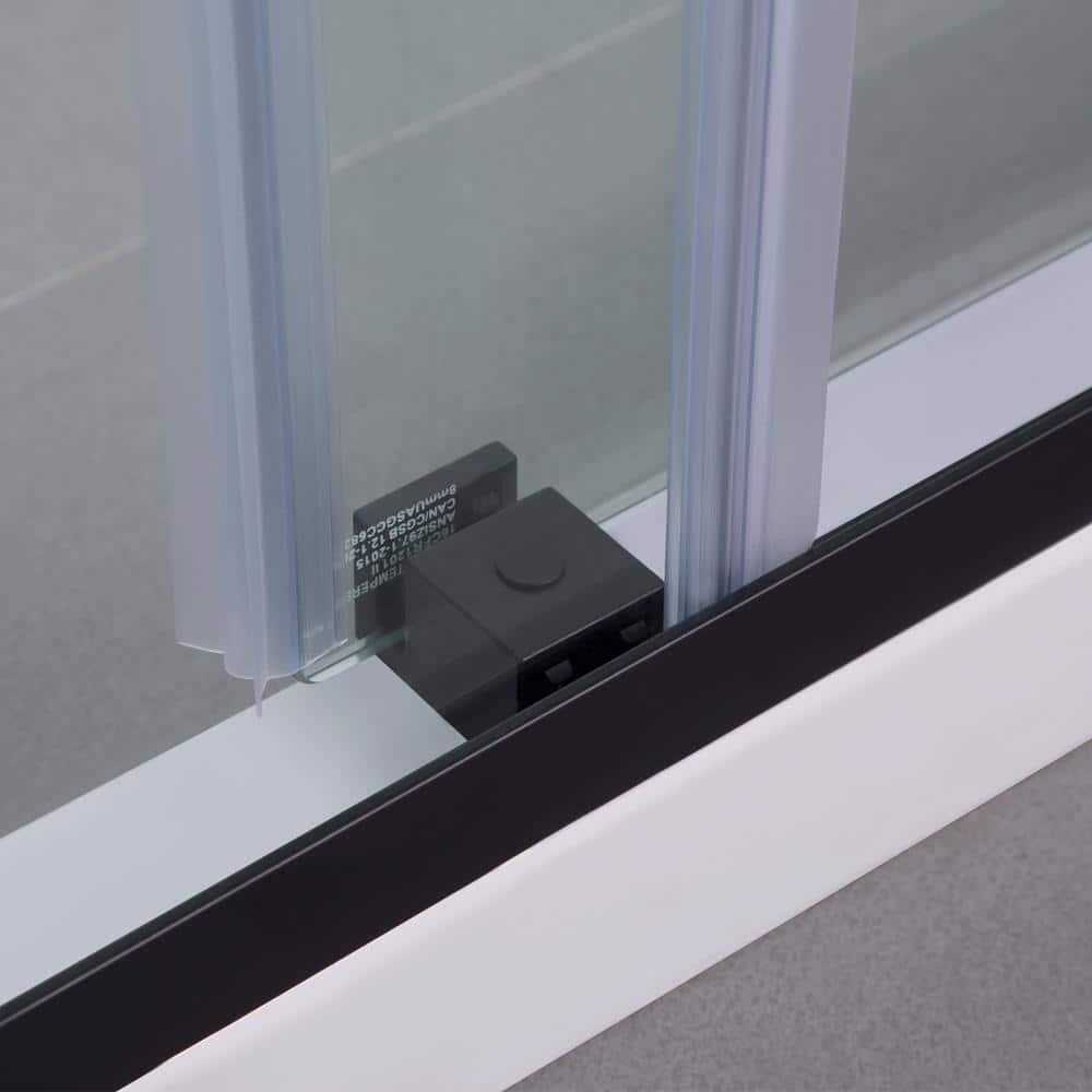 48 x 76 in. Spezia Double Sliding Frameless Shower Door, Matte Black