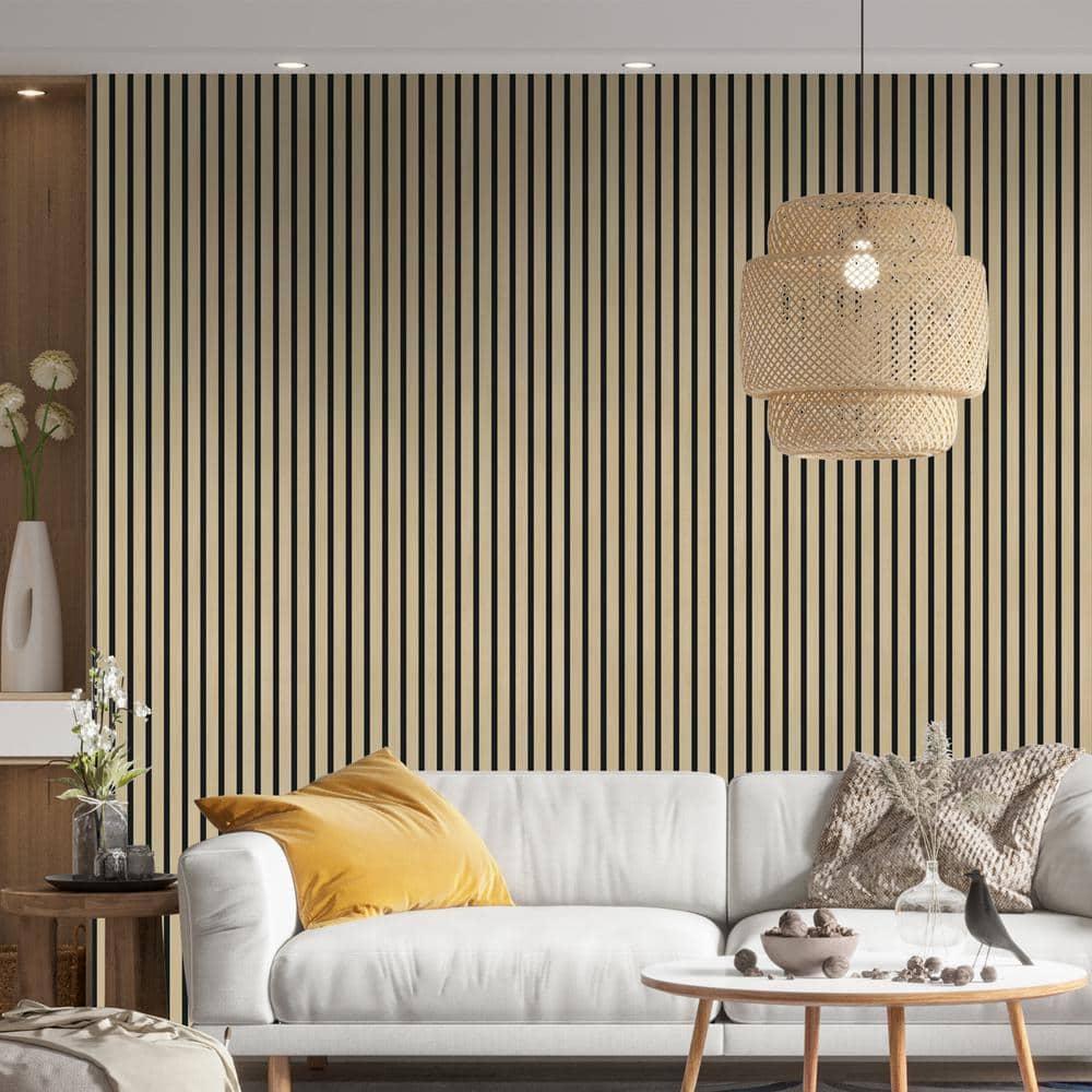 Sunwings 94.5'' L x 23.6'' W Acoustic Wood Slat Wall Paneling, 3D Decorative Shiplap Soundproof Panel (Set of 2)