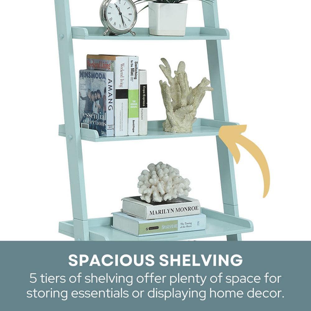 Convenience Concepts American Heritage 5-Shelf Ladder Bookcase, Sea Foam