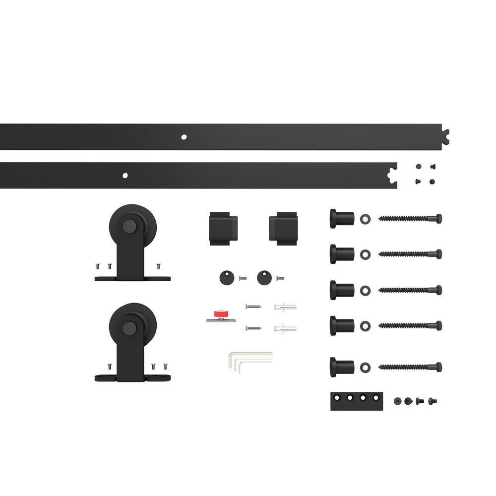Calhome 84'' Solid Core Glass with Installation Hardware Kit Barn Door