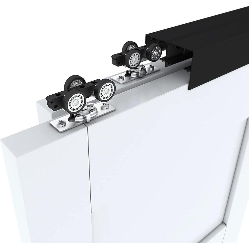 72 in. Black Aluminum Sliding Bypass Track and Hardware Set for 2 Door System