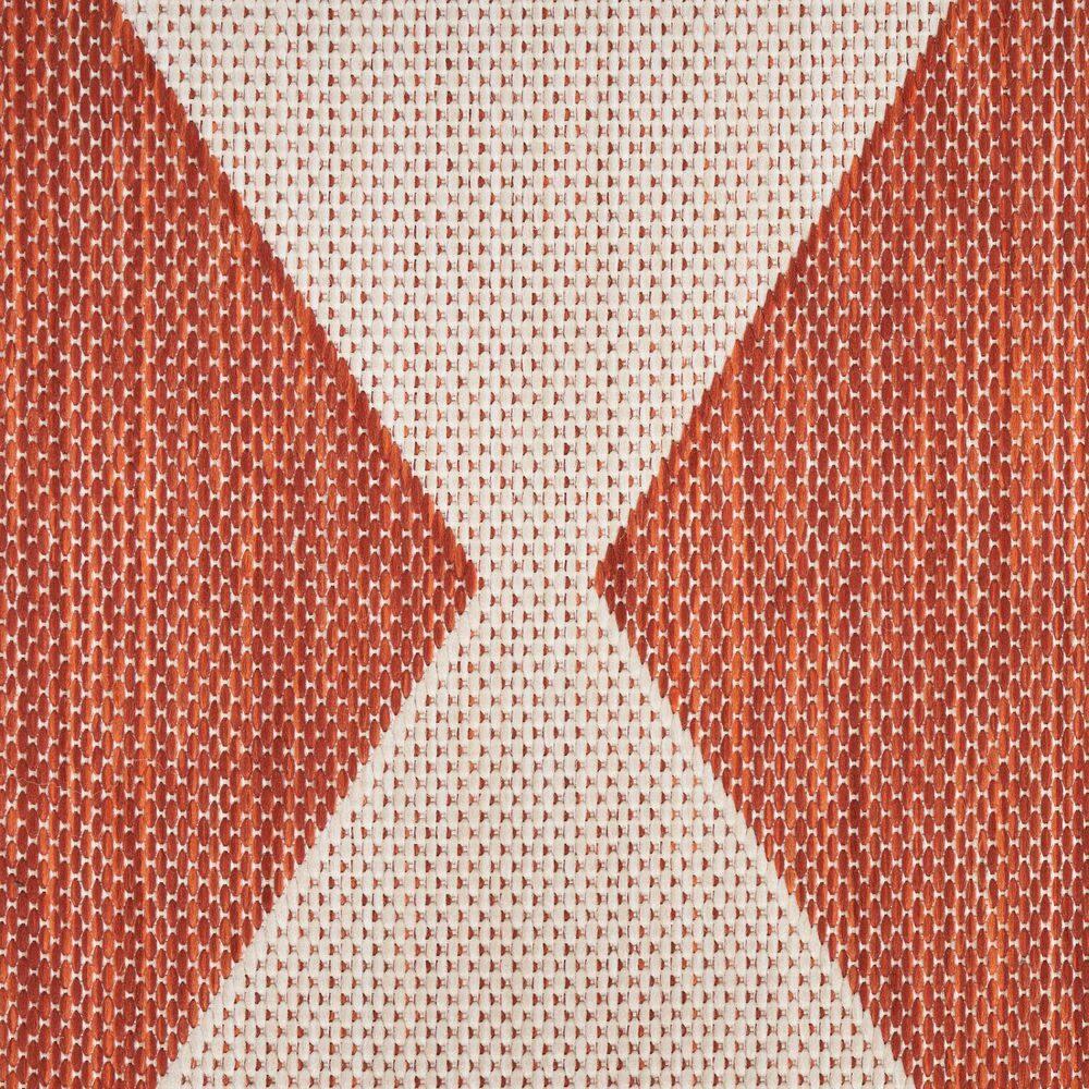 Nourison Positano Retro Diamond Flatweave Indoor Outdoor Low Pile Area Rug Terracotta 7' x 10'