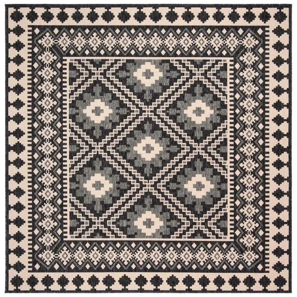 Veranda VER099 Power Loomed Indoor/Outdoor Area Rug - Ivory/Grey - 3'x3' - Safavieh.