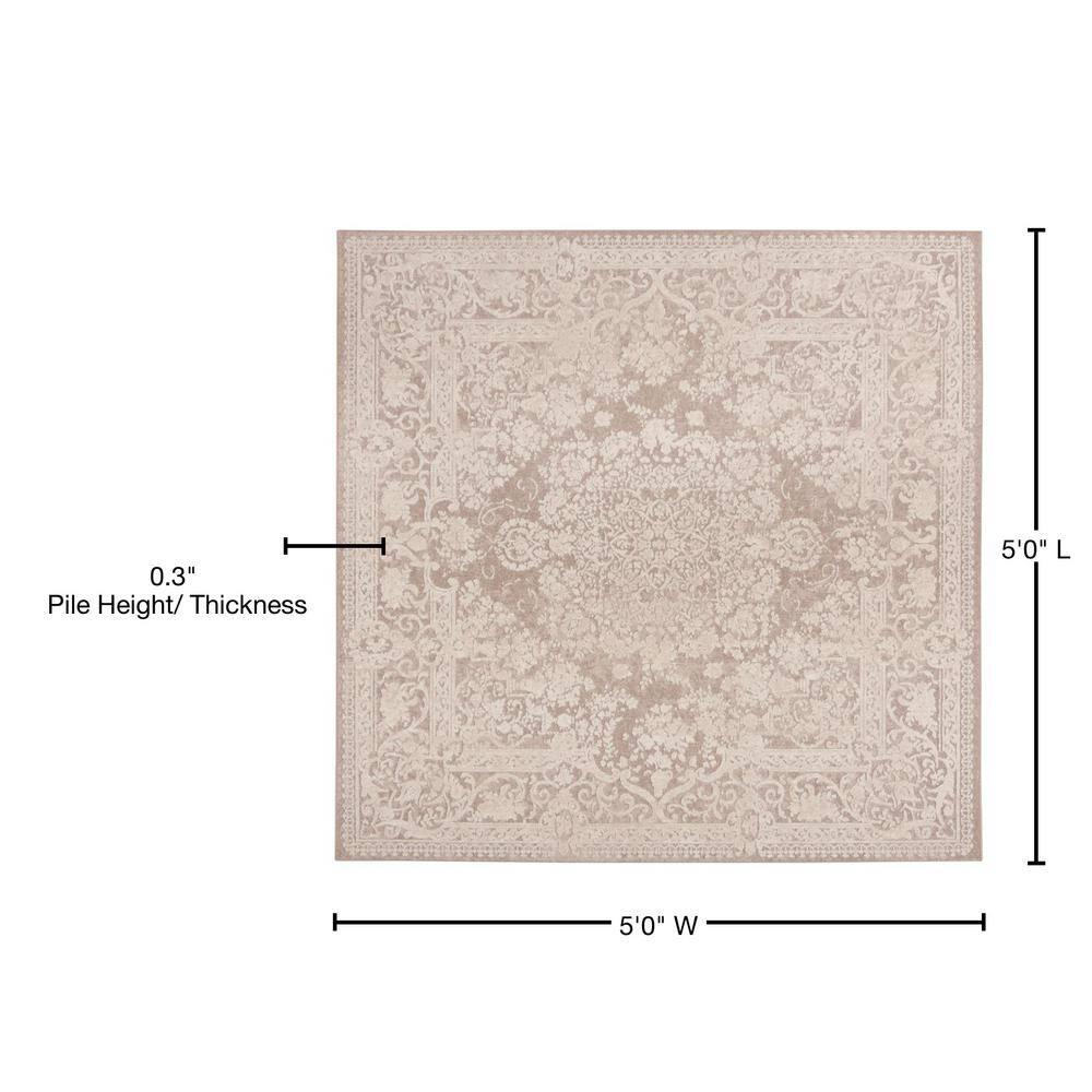 Reflection RFT664 Power Loomed Indoor Area Rug - 5'x5' - Beige/Cream - Safavieh