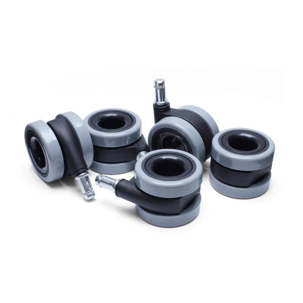 Slipstick CB685 Dual Bearing Rubber Office Chair Caster Wheels (Set of 5 Castors) Universal Fit Replacement Chair Casters for Hardwood Floors & Carpet, 2-3/8” Twin Rollers, 7/16 Inch Stem