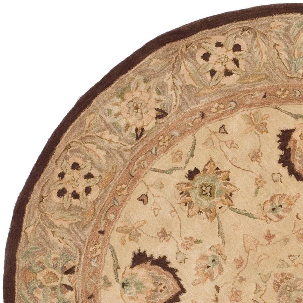 SAFAVIEH Anatolia Venice Floral Wool Area Rug, Ivory/Brown, 4' x 4' Round