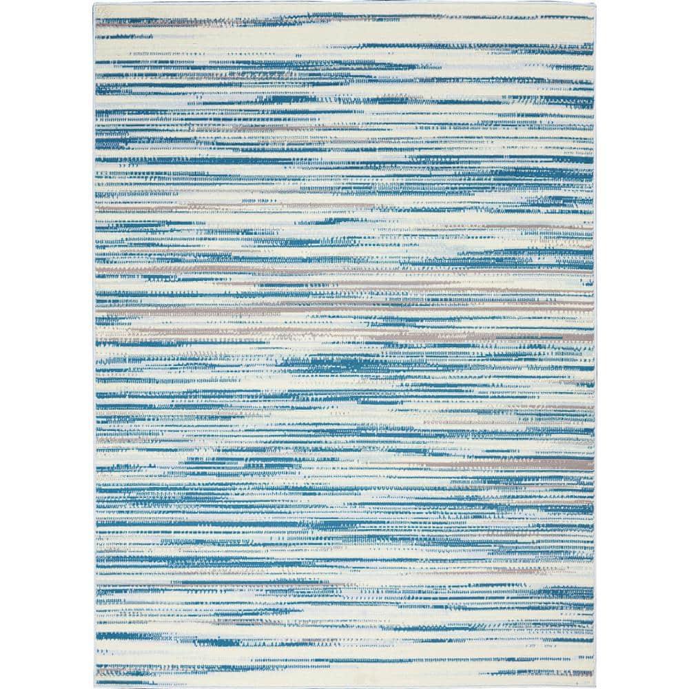 Nourison Jubilant 5'3" x 7'3" (5' x 7') Blue Area Rug Coastal Contemporary Striped by Nourison