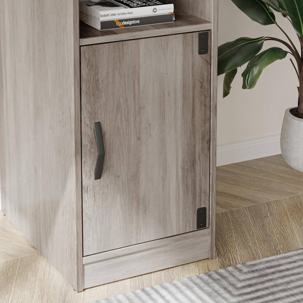 Bestier Reversible 60 inches L Shaped Computer Desk with Storage Cabinet Long Desk for 2 Person Wash Grey