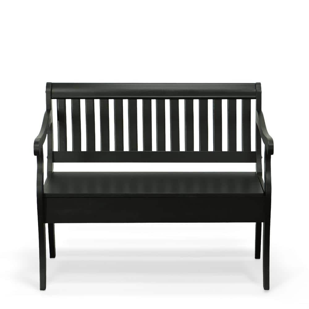 Carolina Living Martha Storage Bench Antique Black: Hardwood, Unupholstered, 2-Person Seating