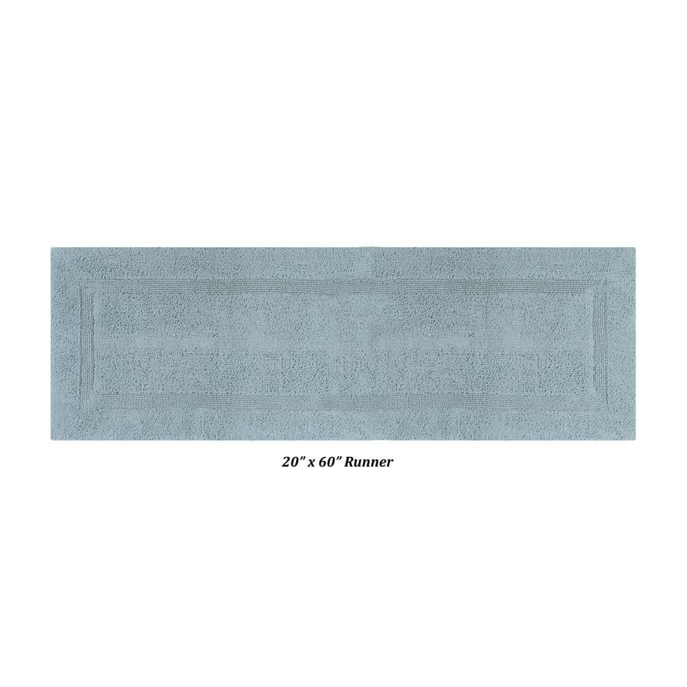 Better Trends Lux 100% Cotton Tufted Solid Reversible Bath Rug Set 3 PC (17" x 24" | 24" x 40" | 20" x 60") - Blue