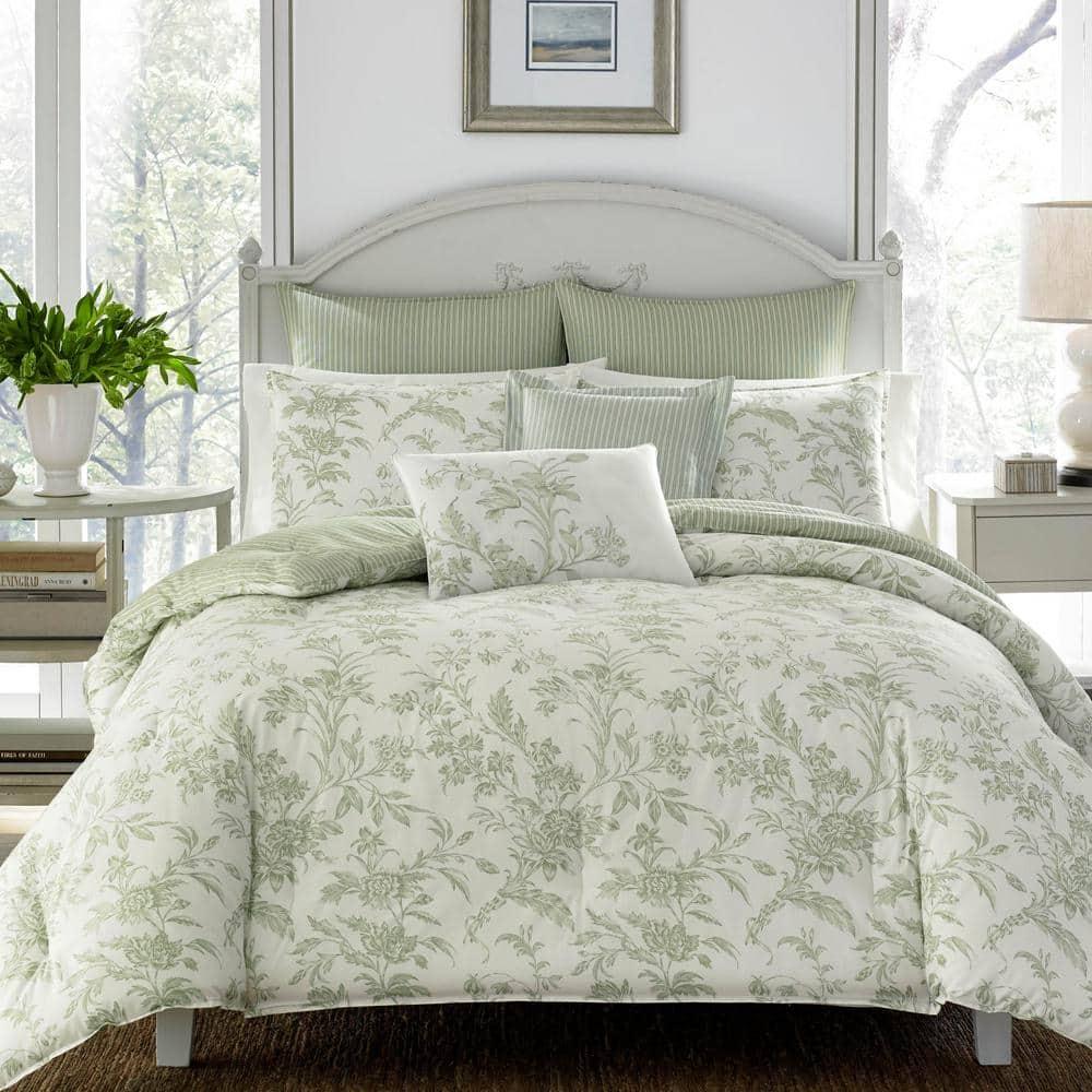 Laura Ashley Laura Ashley Natalie Green Floral Cotton Comforter Bonus Set