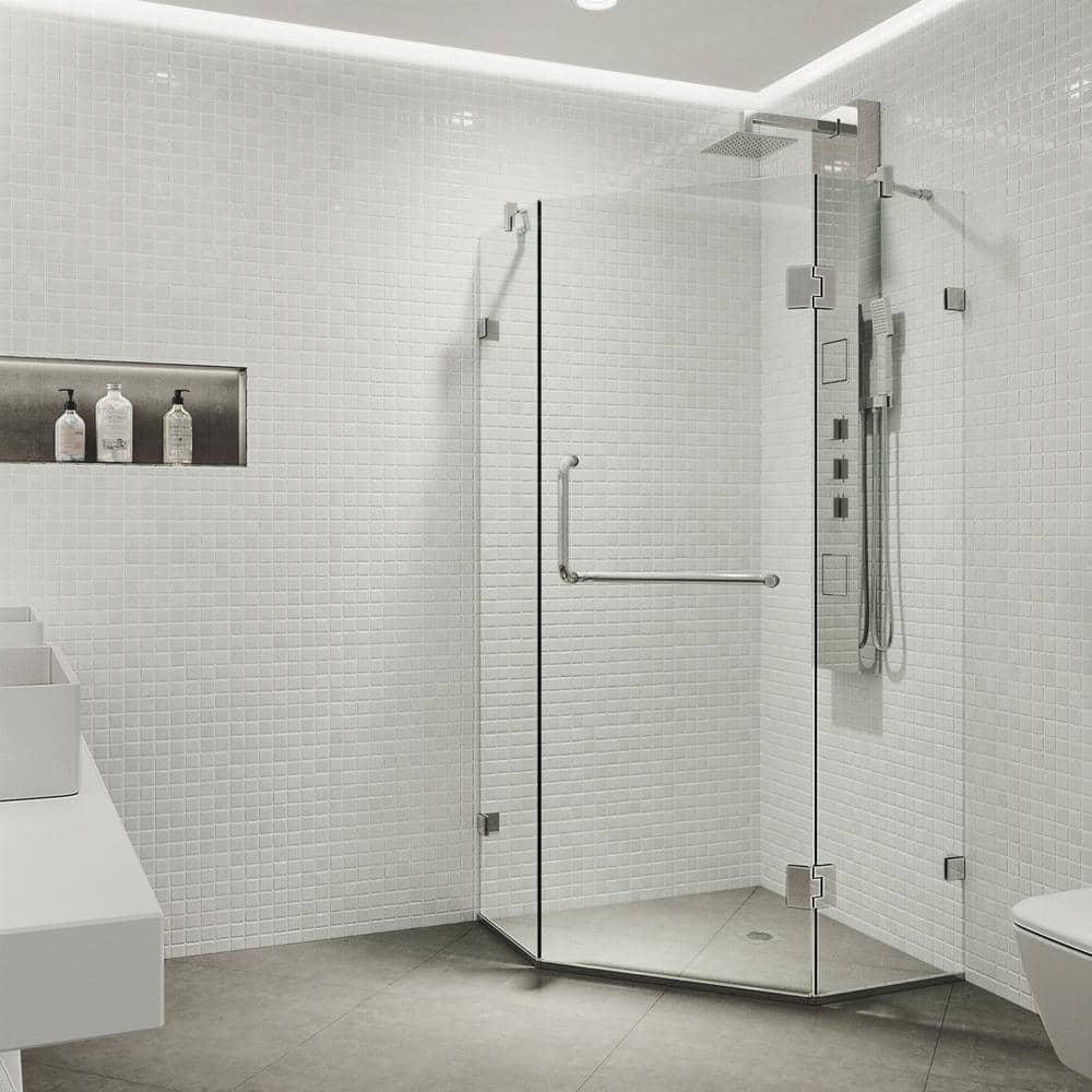 Piedmont 36" W x 36" D x 73" H Hinged Frameless Shower Enclosure with 3/8Clear Glass