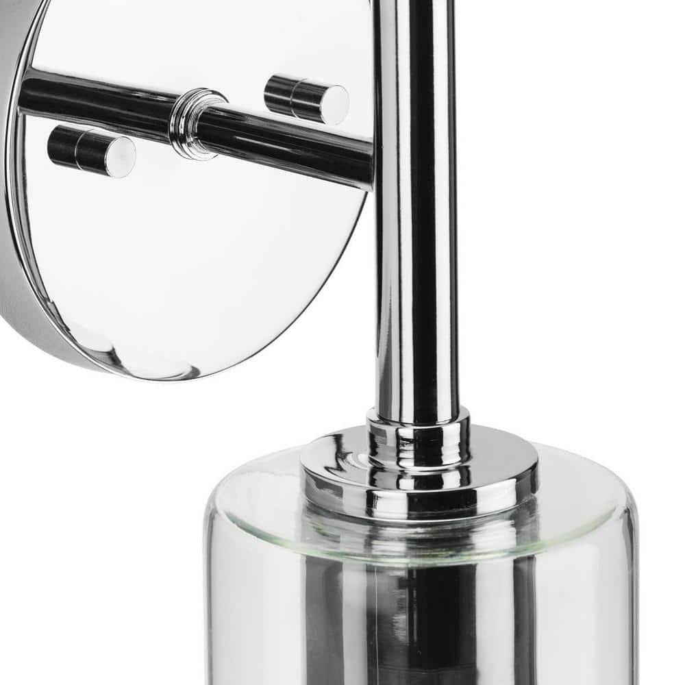 Progress Lighting Cofield 2-Light Wall Bracket, Polished Chrome, Cylindrical Glass Shade