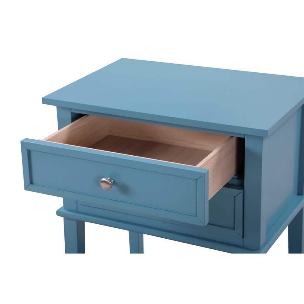 Newton Teal 2-Drawer Solid Wood Nightstand with Shelf