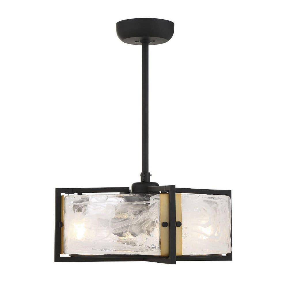 Hayward 4-Light Fan D'Lier in Matte Black with Warm Brass Accents