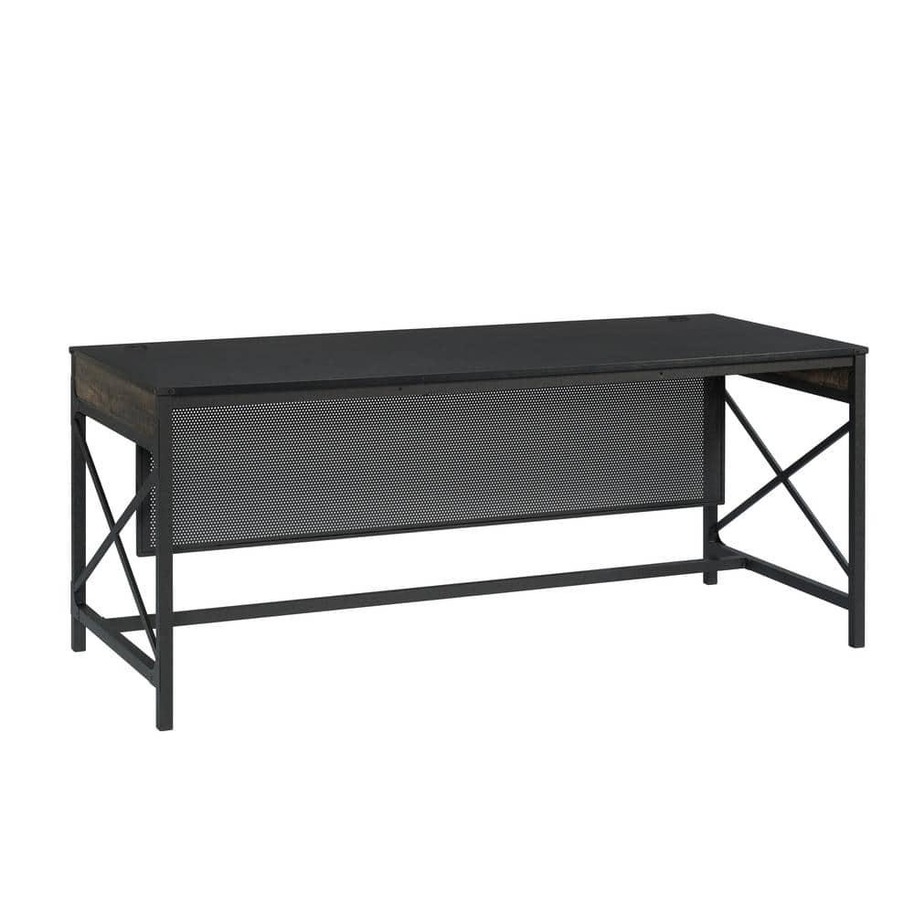 Sauder Foundry Road Engineered Wood/Metal 72x30 Table Desk in Carbon Oak