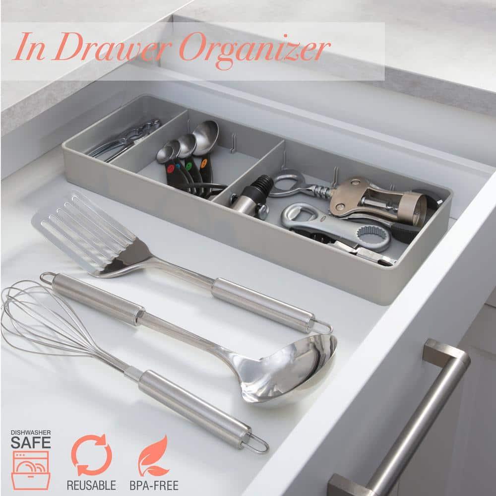Kitchen Details Adjustable Drawer Organizer in Grey