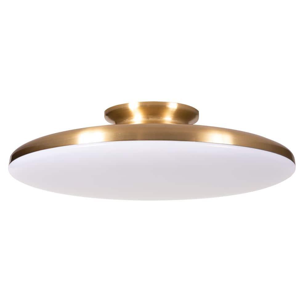 AFX  Skye LED Flush Mount with White Acrylic 25 Satin Brass Medium 15 inch Satin Brass