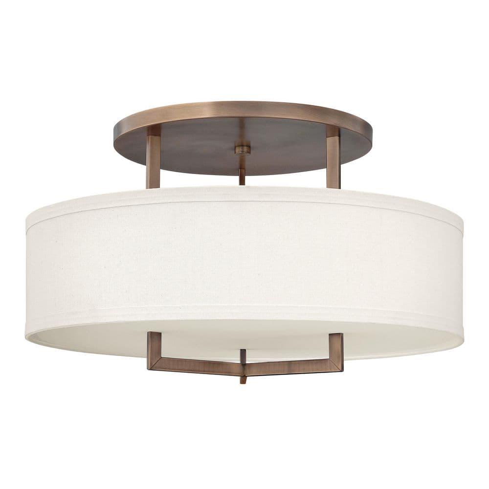 Hampton 3 - Light Shaded Drum Semi Flush Mount