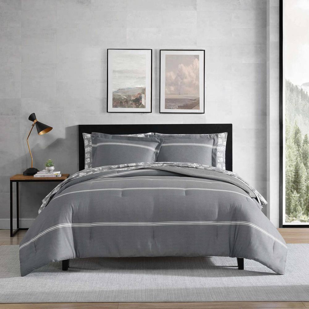 Eddie Bauer Eddie Bauer Chevron And Stripes Grey Bonus Bed Set