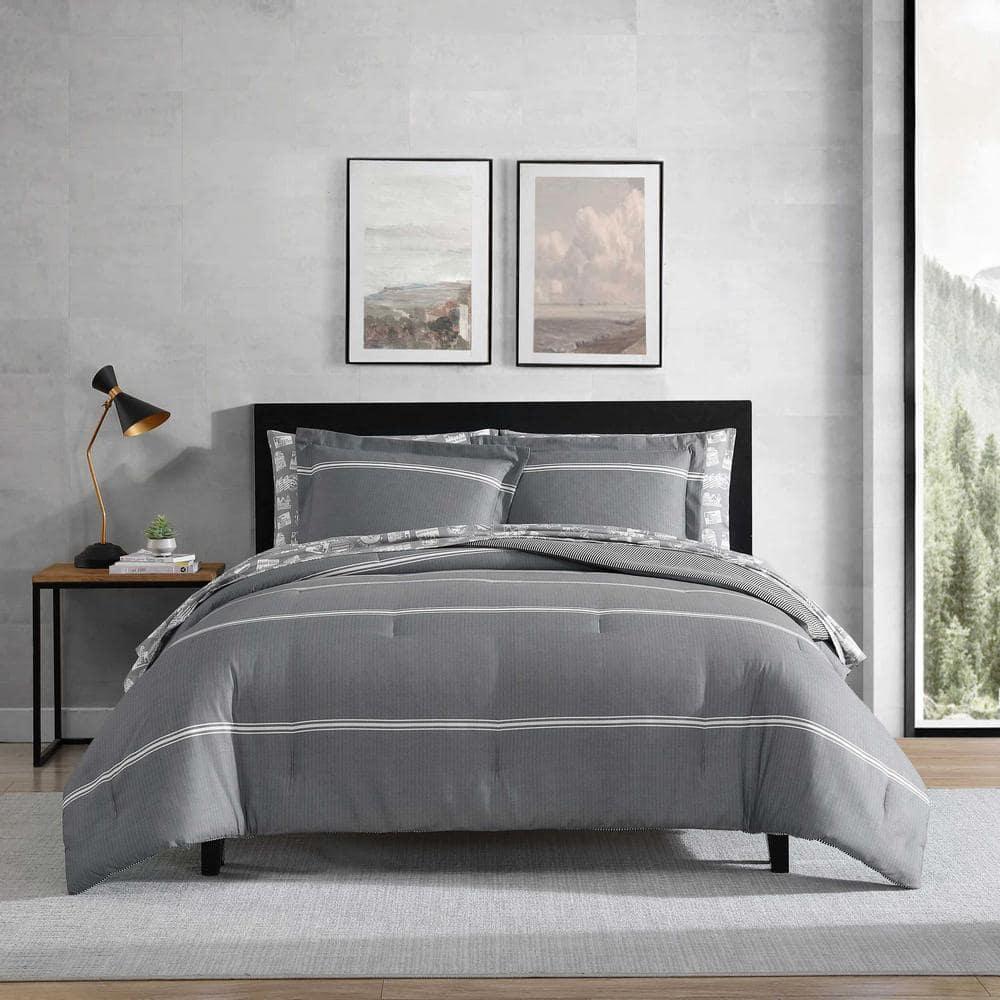 Eddie Bauer Eddie Bauer Chevron And Stripes Grey Bonus Bed Set