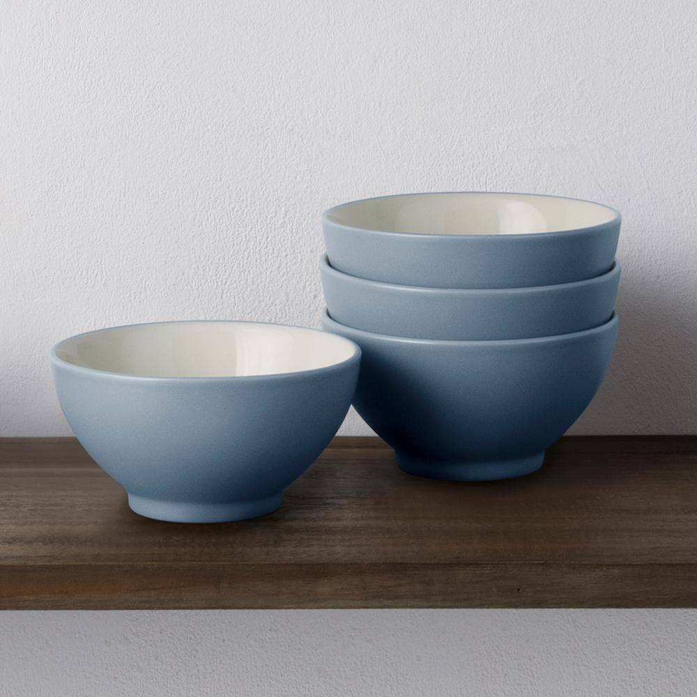 Ice Blue Ceramic Rice Bowls Set of 4