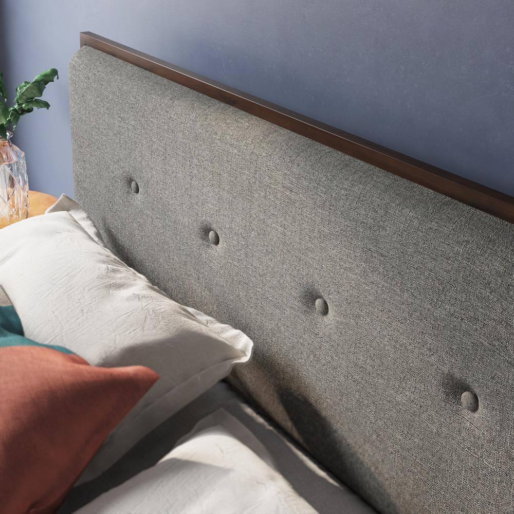 Zinus Moiz 42 inch Wood Platform Bed Frame with Adjustable Upholstered Headboard