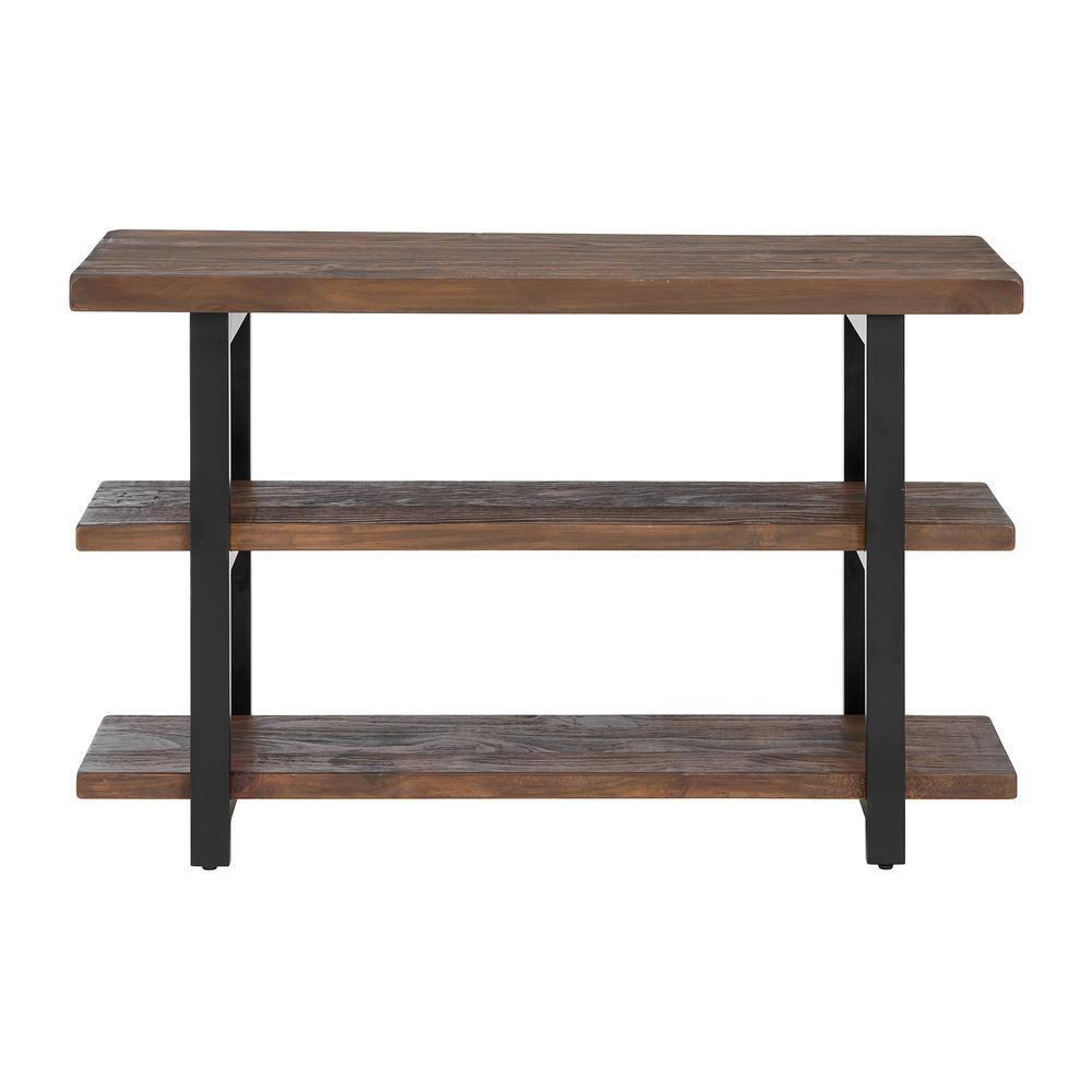 Pomona 2 Shelf Console Table Brown - Alaterre Furniture: Rustic Sofa Table, Metal Frame, Wood Top, Entryway Furniture