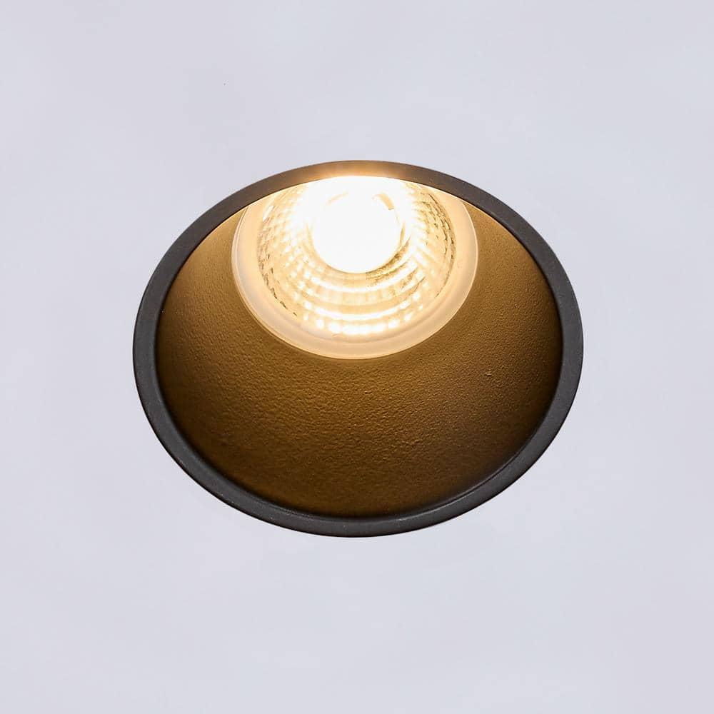 Maxxima 2 in. Trimless Slim Round Recessed Anti-Glare LED Downlight, Black, Canless IC Rated, 600 Lumens, 5 CCT 2700K-5000K