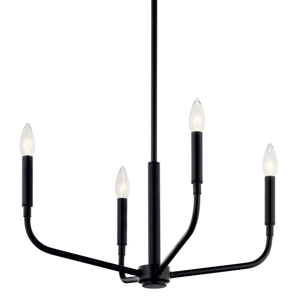 Black Mini 4-Light Candle Chandelier with Incandescent Bulbs