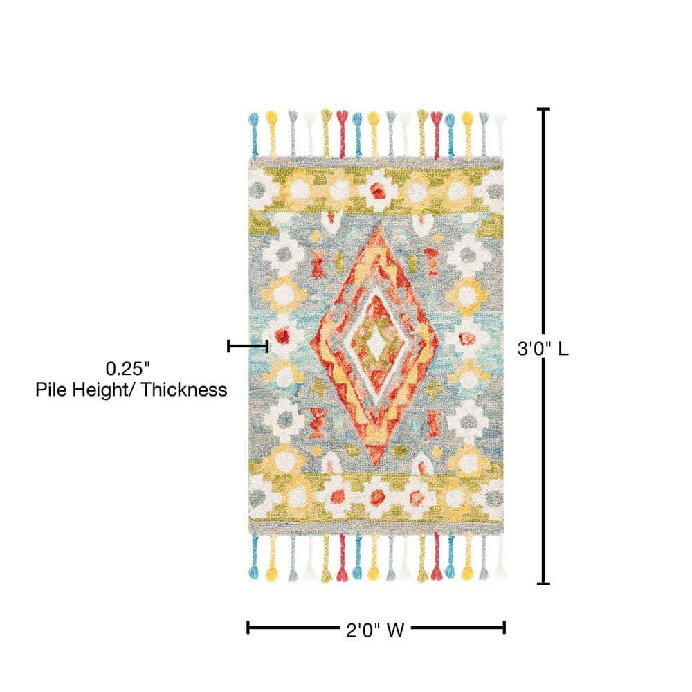 Aspen APN119 Hand Tufted Accent Rug - Grey/Red - 2' X 3' - Safavieh.