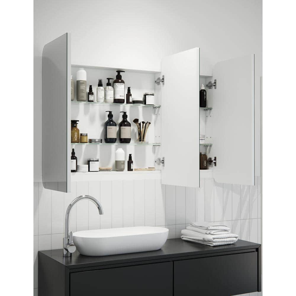 Glass Warehouse Three Door MDF Square Shape Medicine Cabinet