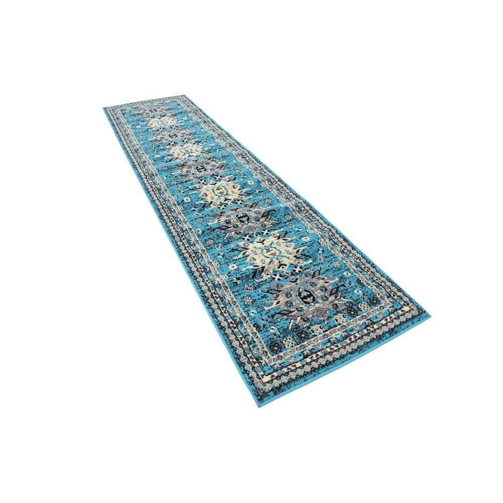 Unique Loom 2' 7 x 10' 0 Runner Turquoise Taftan Oasis Area Rug