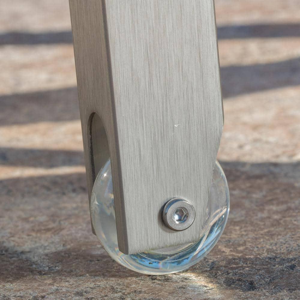 GDF Studio Crested Bay Outdoor Mesh and Aluminum Armless Adjustable Chaise Lounges, Gray and Silver, Set of 2