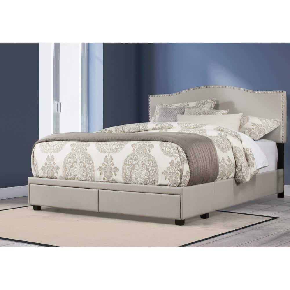 King Kiley Upholstered Storage Bed Gray - Hillsdale Furniture: Polyester, Foam-Filled, Wood Frame, Transitional Style