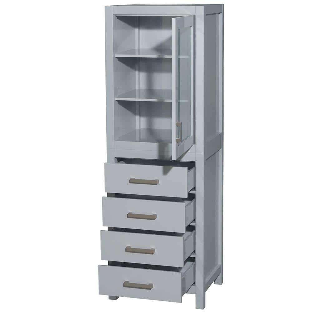 Wyndham Collection Sheffield Solid Wood Freestanding Linen Cabinet